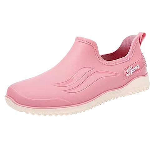 Botas de lluvia forradas zapatos de jardín impermeables botas de goma para mujer tobillo antideslizante zapatos de lluvia mujer botas de goma botas de agua media altura zapatos, Rosa., 38 EU