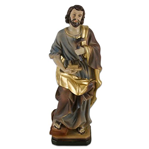 Santo Josef con rallador – Ángulo, pintado de colores, 15 cm, figura de San José con guillotina – polirresina