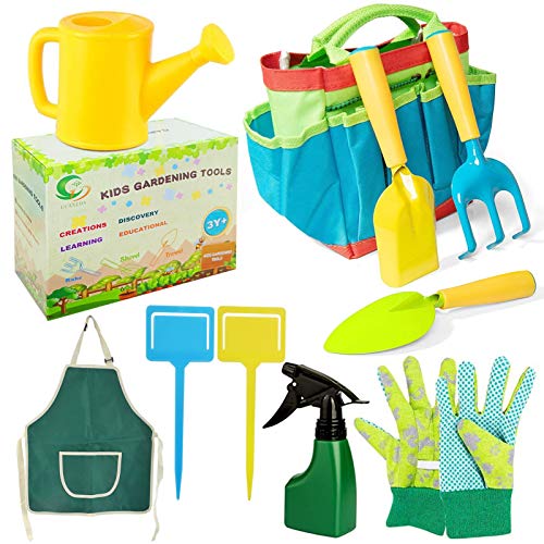 Kit de jardín para niños,Herramientas de jardín para niños,Bolsa para niños de herramientas de jardín,Juego de jardinería,Bolsa de guantes de jardín,Kit Jardinería Niños Guantes (A)