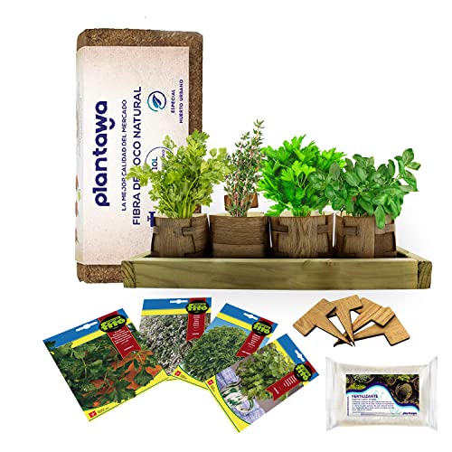 PLANTAWA Kit de Cultivo Growbag, Kit Completo para Cultivar Hierbas Aromáticas y Culinarias, Semillas Huerto Urbano para Casa Jardín Decoración Plantas Ecológicas Interior y Exterior