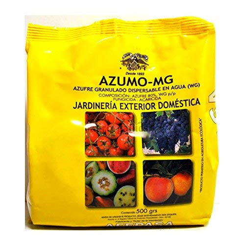 AZUMO MG - Azufre 80% WG Granulado Dispersable en Agua en Polvo para Huerta y Jardinería Doméstica Autorizado Agricultura Ecológica - 500g