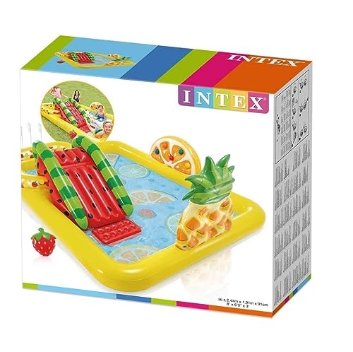 Intex 57158 - Centro de juegos frutas con tobogán y pulverizador, Multicolor